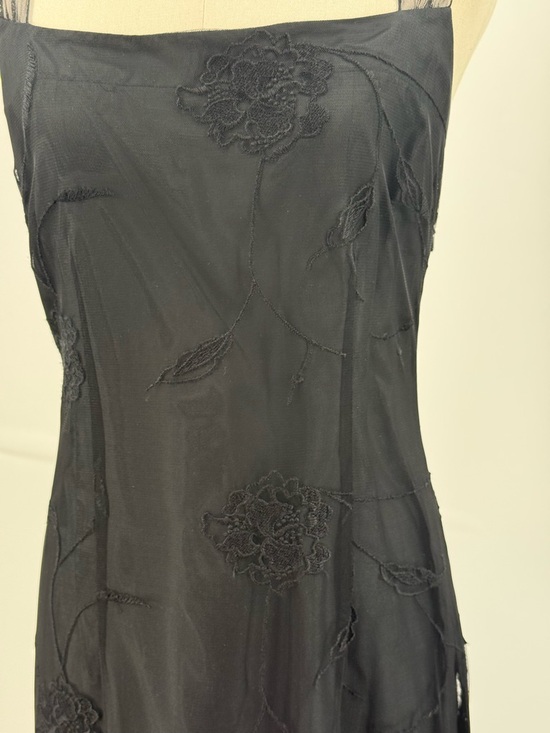 VTG Lauren Ralph Lauren Sophisticated Black Sheer Floral Maxi Evening Dress SZ 4 - Picture 9 of 17